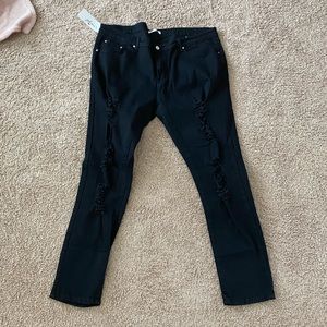Black distressed jeans